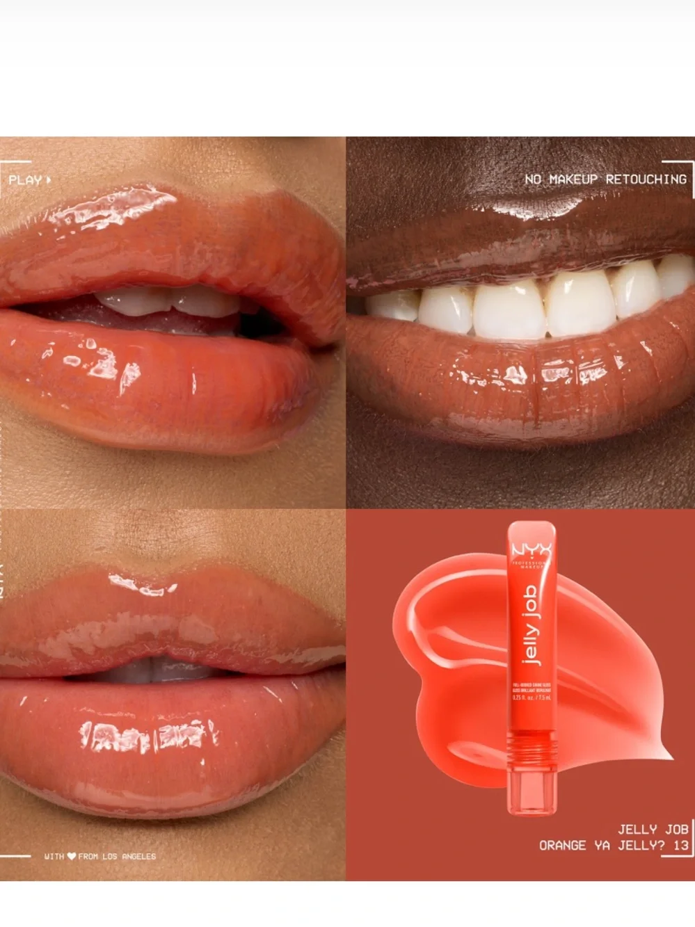 NYX JELLY JOB FULL-BODIED HIGH SHINE GLOSS IN ORANGE YA JELLY? 7.5ml BRAND NEW